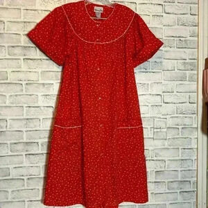 Vintage Helen Of Troy House Coat Mumu Red Size M Excellent Condition pockets‎